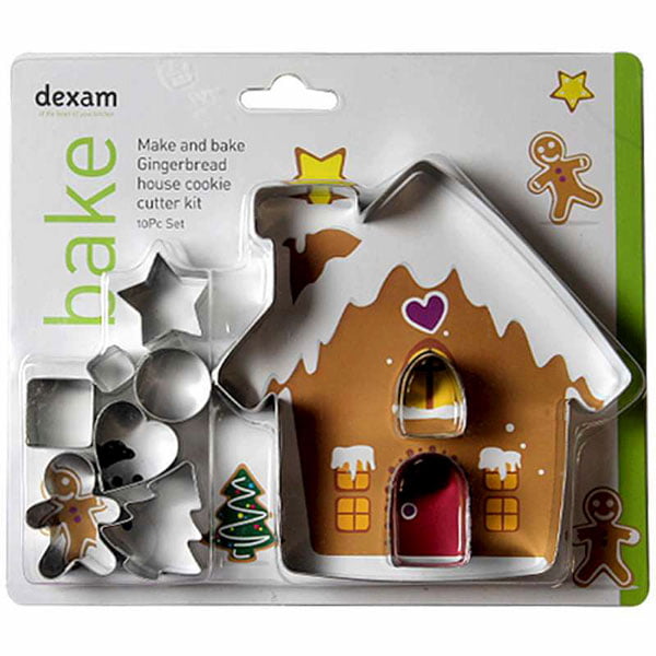 Dexam Make & Bake Gingerbread House Cookie Cutter Kit - 10 pieces