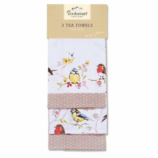 Cooksmart Dawn Chorus Tea Towel, Pack of 3