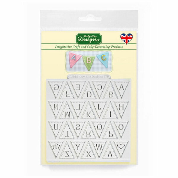 Bunting Alphabet Design Mat Katy Sue Designs Silicone Mould for Cake Decorating Sugarcraft