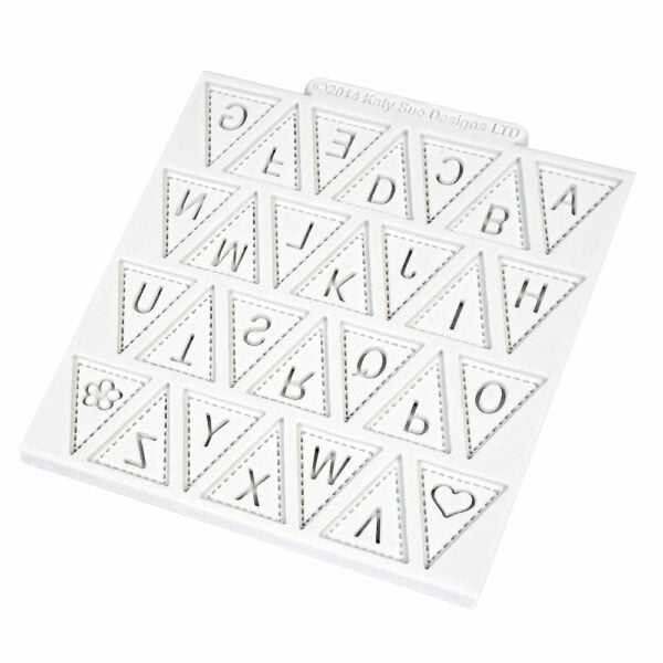 Bunting Alphabet Design Mat Katy Sue Designs Silicone Mould for Cake Decorating Sugarcraft