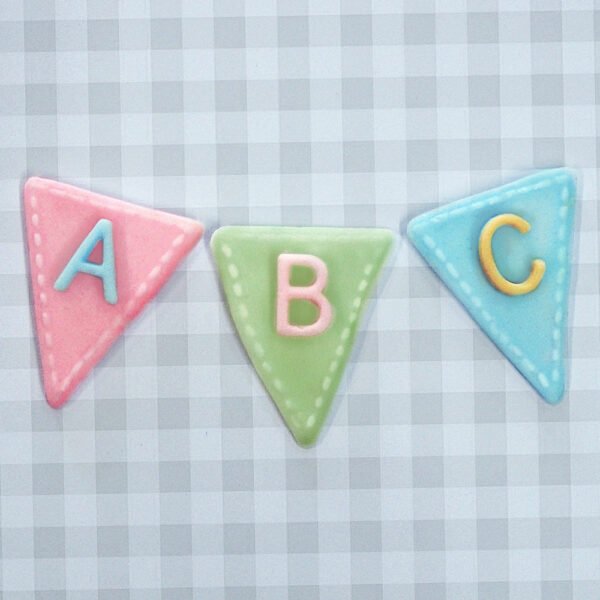 Bunting Alphabet Design Mat Katy Sue Designs Silicone Mould for Cake Decorating Sugarcraft