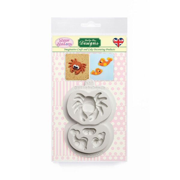 Crab and Fish Sugar Buttons Silicone Mould Katy Sue Designs