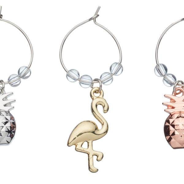 BarCraft Tropical Pineapple & Flamingo Wine Charms-82325