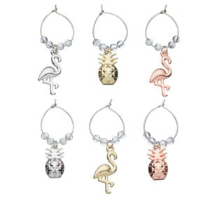 BarCraft Tropical Pineapple & Flamingo Wine Charms-0